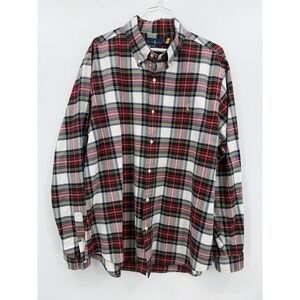 Ralph Lauren Shirt Mens XL Classic Fit Oxford Red White Green Plaid Long Sleeve